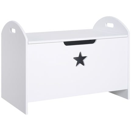 Children's MDF Toy Storage Chest with Safety Hinge and Handles - White