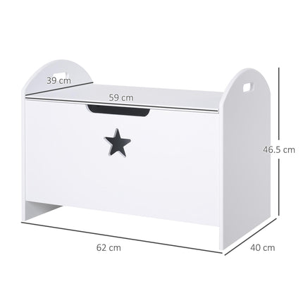 Children's MDF Toy Storage Chest with Safety Hinge and Handles - White