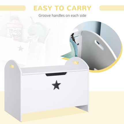 Children's MDF Toy Storage Chest with Safety Hinge and Handles - White