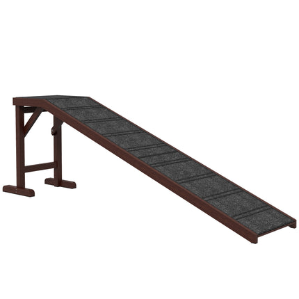 Pet Ramp for Dogs with Non-Slip Carpet Top Platform Pine Wood 188 x 40.5 x 63.5 - Brown Grey