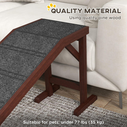 Pet Ramp for Dogs with Non-Slip Carpet Top Platform Pine Wood 188 x 40.5 x 63.5 - Brown Grey