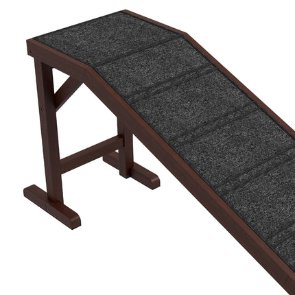 Pet Ramp for Dogs with Non-Slip Carpet Top Platform Pine Wood 188 x 40.5 x 63.5 - Brown Grey