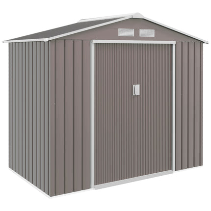 7ft x 4ft Lockable Garden Metal Storage Shed with Air Vents - Steel Grey