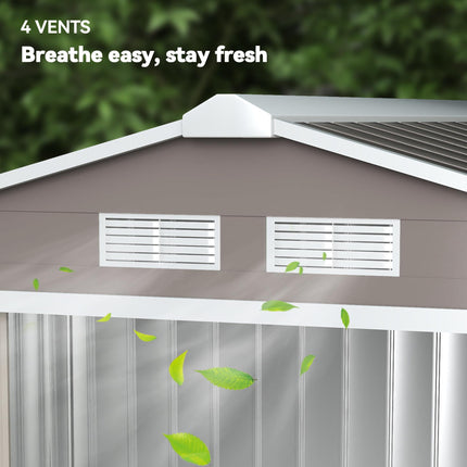 7ft x 4ft Lockable Garden Metal Storage Shed with Air Vents - Steel Grey