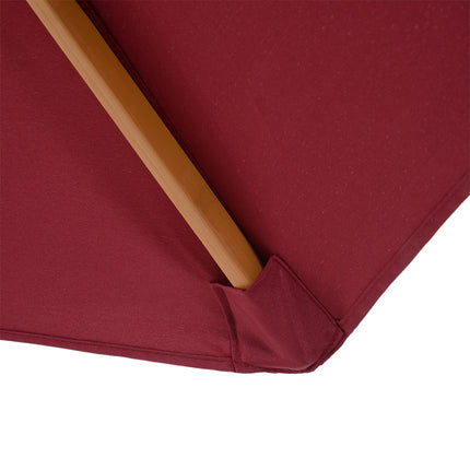 3 Metre Bamboo Wooden Patio Umbrella with Vented Canopy - Wine Red
