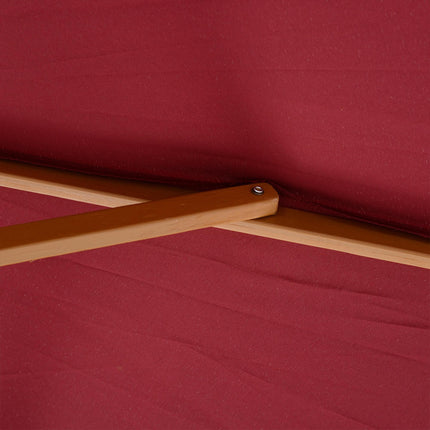 3 Metre Bamboo Wooden Patio Umbrella with Vented Canopy - Wine Red