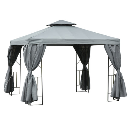 3 x 3 Metre Metal Gazebo with Sidewalls Outdoor Shelter - Dark Grey