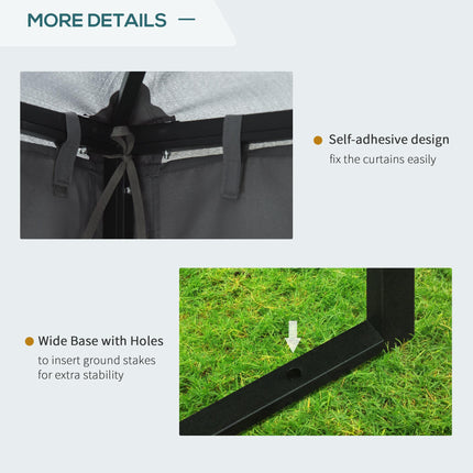3 x 3 Metre Metal Gazebo with Sidewalls Outdoor Shelter - Dark Grey