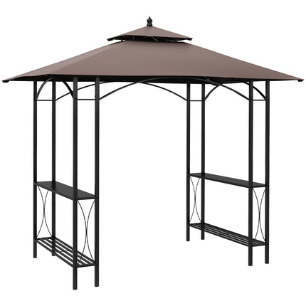 BBQ Tent with Flame Resistant Canopy and Side Tables - Black Coffee