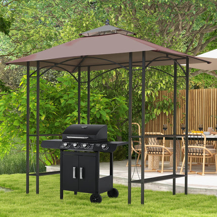 BBQ Tent with Flame Resistant Canopy and Side Tables - Black Coffee