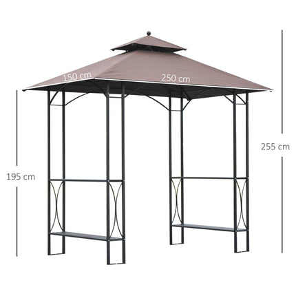 BBQ Tent with Flame Resistant Canopy and Side Tables - Black Coffee