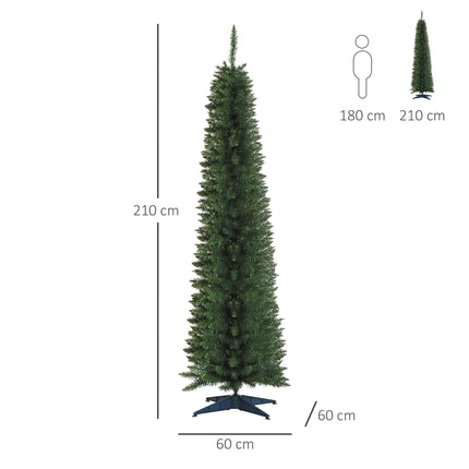 2.1m Artificial Pine Christmas Tree with Plastic Stand - Green