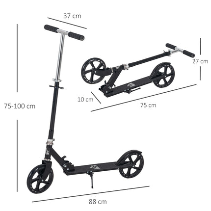 Adjustable Kids Scooter for Ages 3-8 with Foldable Design and Rear Brake - Black