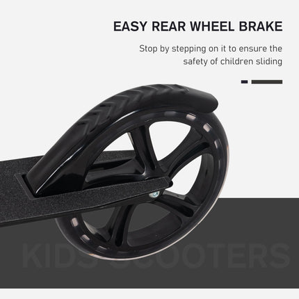 Adjustable Kids Scooter for Ages 3-8 with Foldable Design and Rear Brake - Black