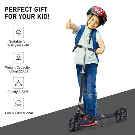 Adjustable Kids Scooter for Ages 3-8 with Foldable Design and Rear Brake - Black