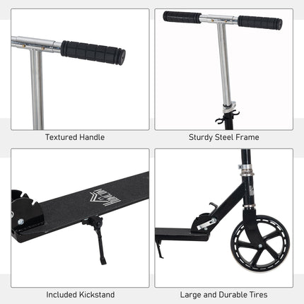 Adjustable Kids Scooter for Ages 3-8 with Foldable Design and Rear Brake - Black