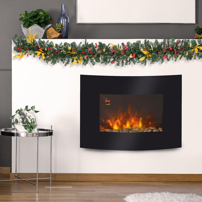 Led Wall Mounted Fireplace Curved Glass Electric Fire Place Fire Place 7 Colour