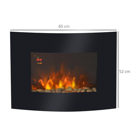 Led Wall Mounted Fireplace Curved Glass Electric Fire Place Fire Place 7 Colour