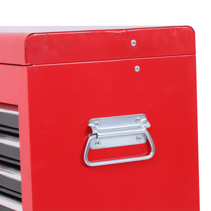 Metal Tool Chest Cabinet with 6 Drawers, Pegboard & Roller Combo 61.6x33x108cm - Red