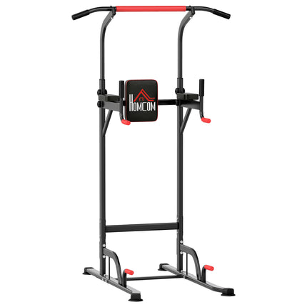 Power Tower Station with Dip Stand and Pull Up Bar for Home Gym Training - Black and Red