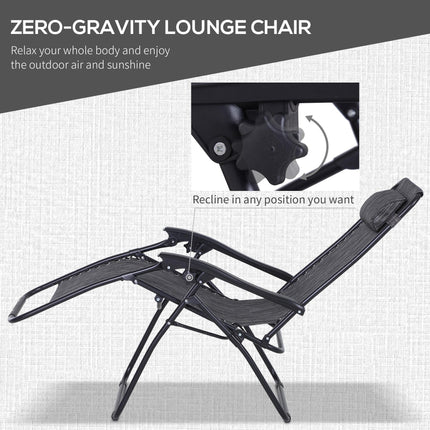 3 Piece Folding Zero Gravity Chair Set with Side Table and Cup Holders - Light Grey