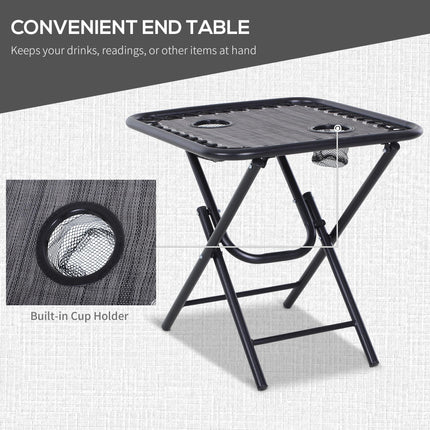 3 Piece Folding Zero Gravity Chair Set with Side Table and Cup Holders - Light Grey