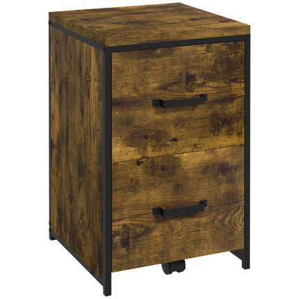 70cm 2-Drawer Filing Cabinet with Hanging File Folder for A4 Letter Size - Rustic Brown