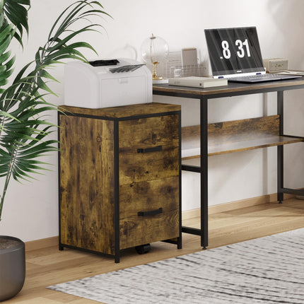 70cm 2-Drawer Filing Cabinet with Hanging File Folder for A4 Letter Size - Rustic Brown
