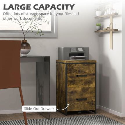 70cm 2-Drawer Filing Cabinet with Hanging File Folder for A4 Letter Size - Rustic Brown
