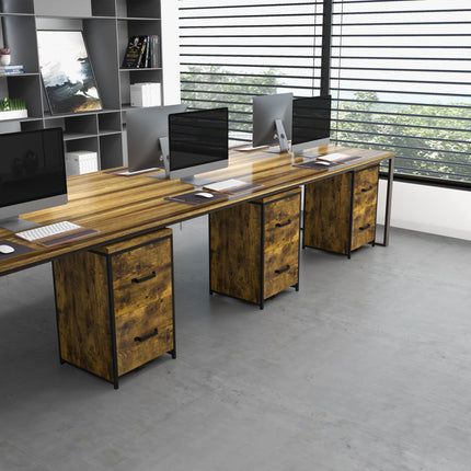 70cm 2-Drawer Filing Cabinet with Hanging File Folder for A4 Letter Size - Rustic Brown