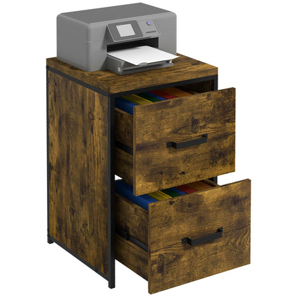 70cm 2-Drawer Filing Cabinet with Hanging File Folder for A4 Letter Size - Rustic Brown