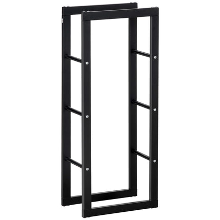 Tall Metal Firewood Log Holder Rack with Side Rails 40W x 25D x 100H cm - Black