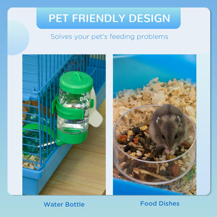 5 Tier Hamster Cage Carrier Habitat with Exercise Wheels, Tunnel, Water Bottle & Accessories - Blue