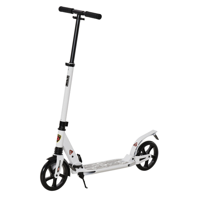 Folding Kick Scooter with 2 Big Wheels Adjustable Handlebar for Teens & Adults 14+ - White