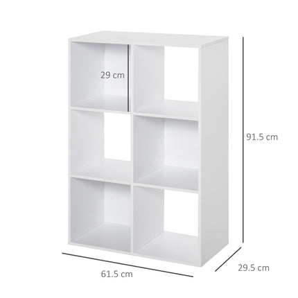 3-Tier 6-Cube Particle Board Storage Unit Cabinet Bookcase Organiser - White