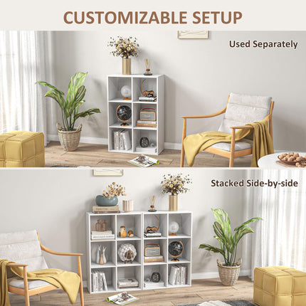 3-Tier 6-Cube Particle Board Storage Unit Cabinet Bookcase Organiser - White