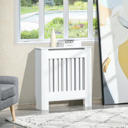 MDF Radiator Cover Cabinet with Vertical Slatted Vent 78L x 19W x 81H - White