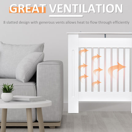 MDF Radiator Cover Cabinet with Vertical Slatted Vent 78L x 19W x 81H - White