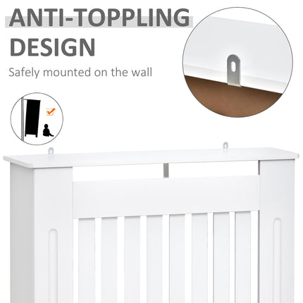 MDF Radiator Cover Cabinet with Vertical Slatted Vent 78L x 19W x 81H - White