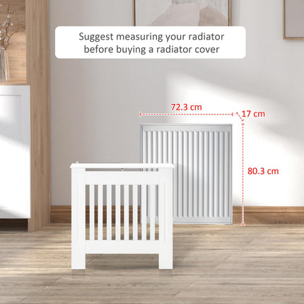MDF Radiator Cover Cabinet with Vertical Slatted Vent 78L x 19W x 81H - White