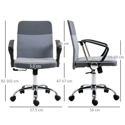 Ergonomic Adjustable Office Swivel Desk Chair with Wheels - Grey