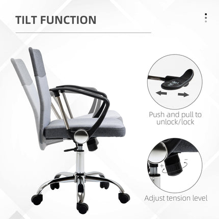 Ergonomic Adjustable Office Swivel Desk Chair with Wheels - Grey
