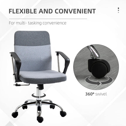 Ergonomic Adjustable Office Swivel Desk Chair with Wheels - Grey