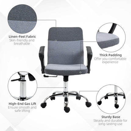 Ergonomic Adjustable Office Swivel Desk Chair with Wheels - Grey