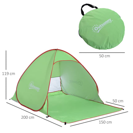 2-3 Person Pop Up Beach Tent with UV Protection - Green