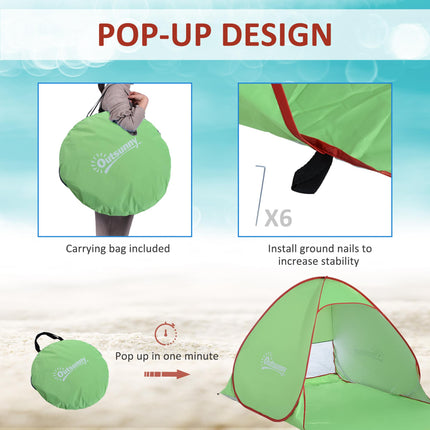 2-3 Person Pop Up Beach Tent with UV Protection - Green