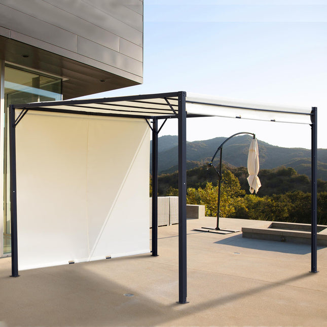 Metal Pergola With Canopy Sliding Pergola Canopy 3Lx3Wx2.3H m Garden Gazebo Part