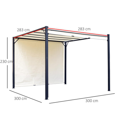 Metal Pergola With Canopy Sliding Pergola Canopy 3Lx3Wx2.3H m Garden Gazebo Part