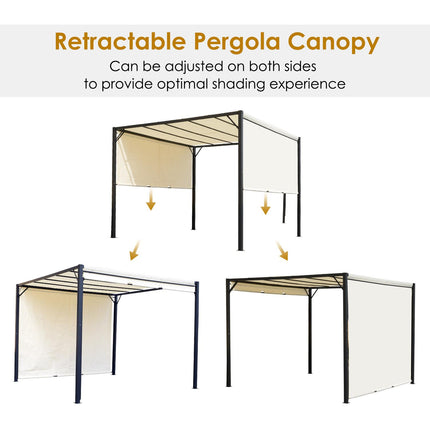 Metal Pergola With Canopy Sliding Pergola Canopy 3Lx3Wx2.3H m Garden Gazebo Part