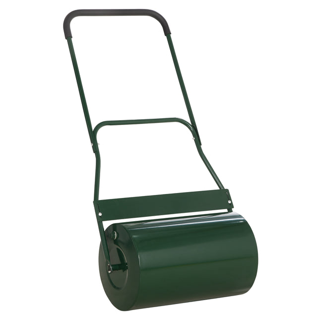 40L Steel Lawn Roller with Collapsible Handle for Even Lawn - Green